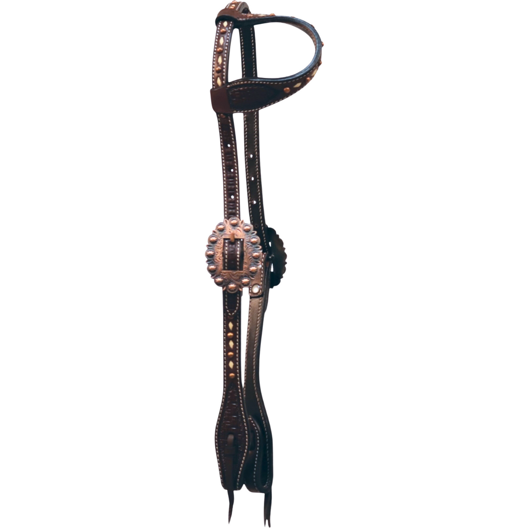 Copper Cactus Collection One Ear Headstall Dots & Buckstitch