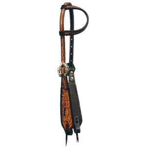 Sunflower One Ear Headstall Braided Border - Chocolate