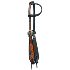 Sunflower One Ear Headstall Braided Border - Chocolate