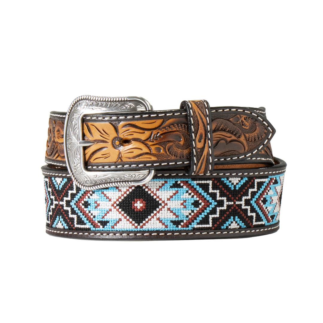 Ceinture pour Hommes avec Motif Floral & Tissu Brodé