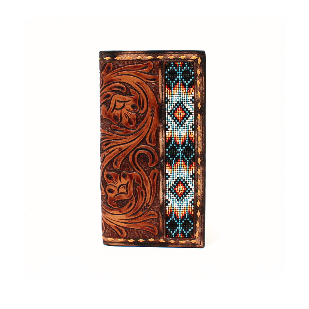 3D Tooled Rodeo Wallet with Bead Inlay