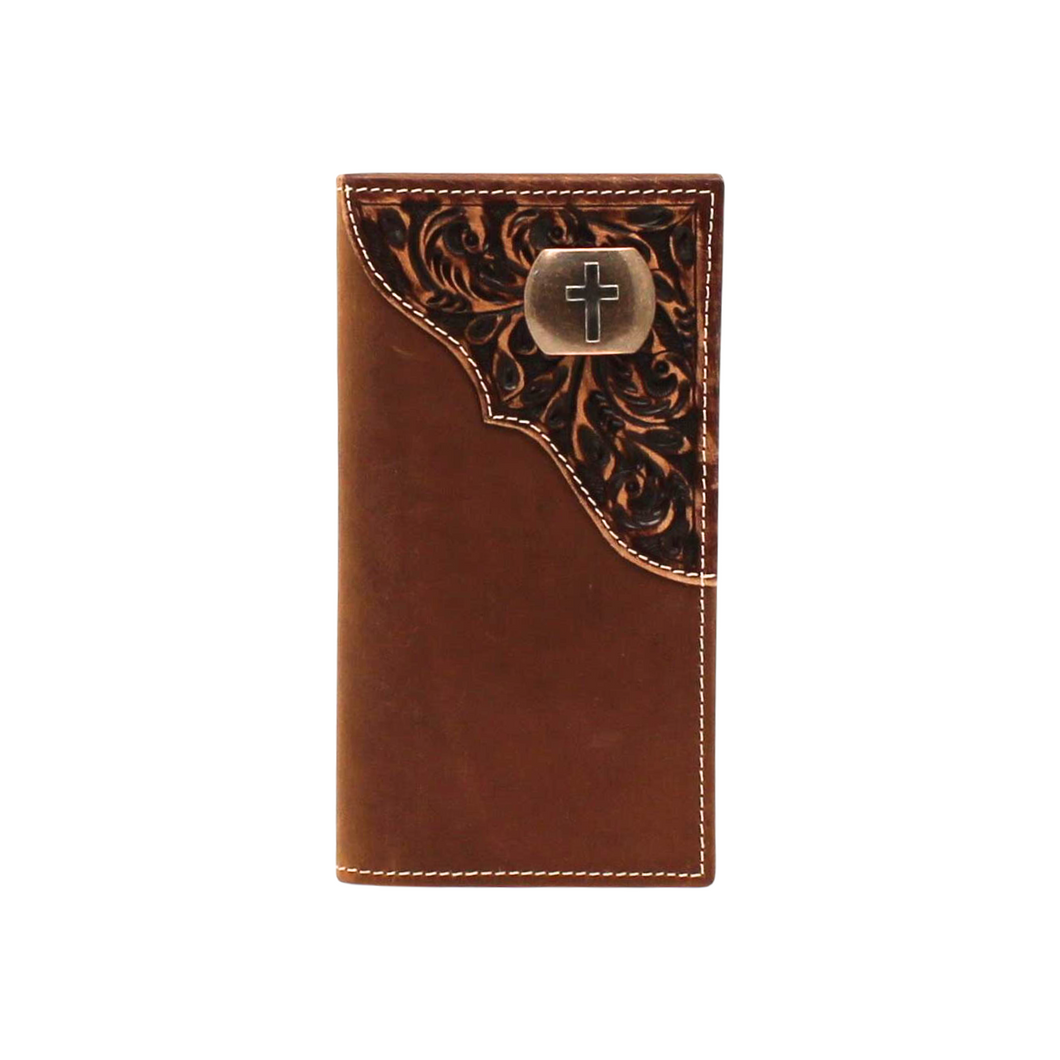 3D Tooled Rodeo Wallet with Cross Concho