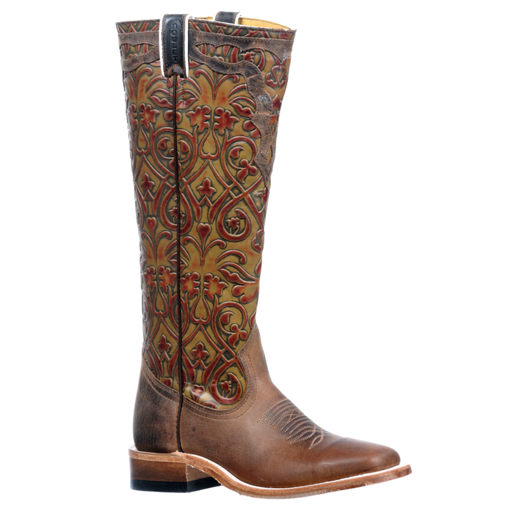 Petites Bottes Cowboy Western Neuves – Bout Rond – Bord Gravé Or – Paire
