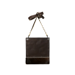 Crossbody Cowhide Purse with Dots - Brown