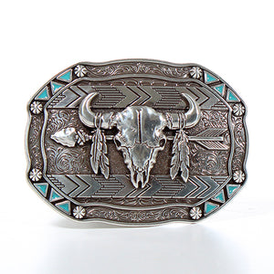 Skull  and Feather Belt Buckle
