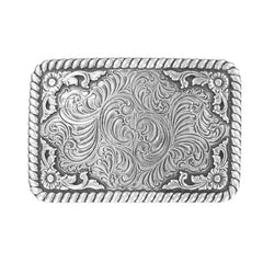 Boucle Ceinture Rectangulaire Gravée Motif Floral