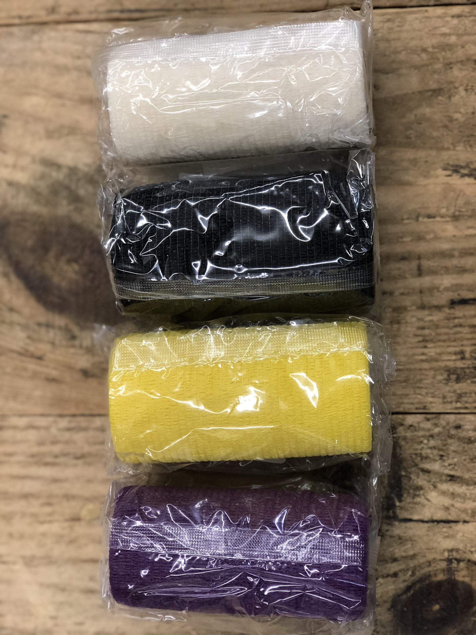 4 Bandages Pour Chevaux Auto-Adhésifs - Protection Équitation & Soins - Blanc/Bleu