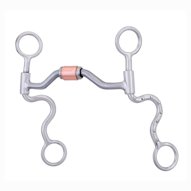 FG SS Brushed Low Port Hinged Futurity Bit with Copper Roller