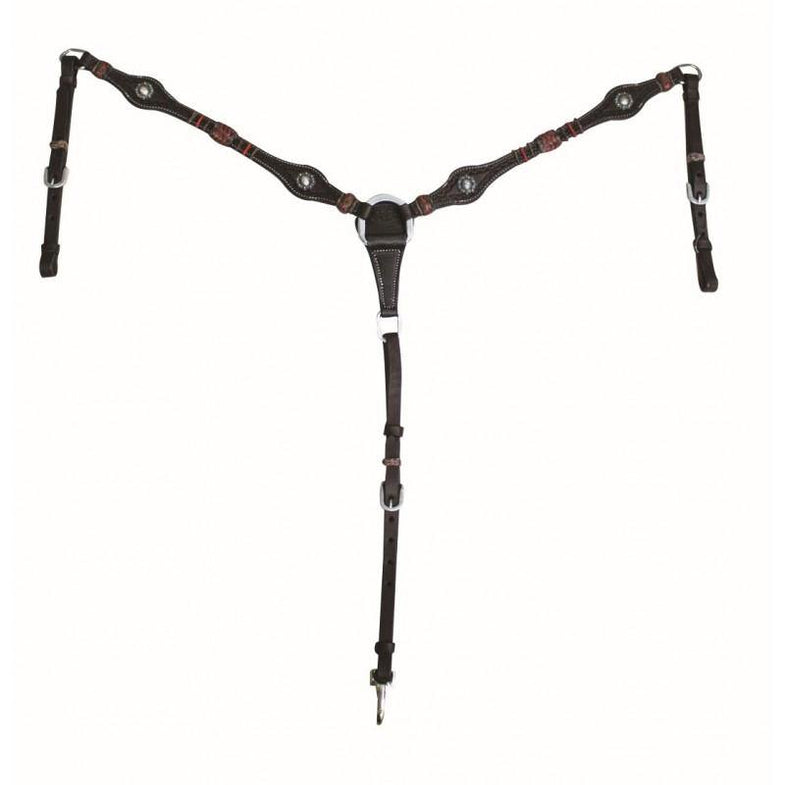 Col Poitrine Western Rouge - Superposition Argent - Taille Unique (cheval)