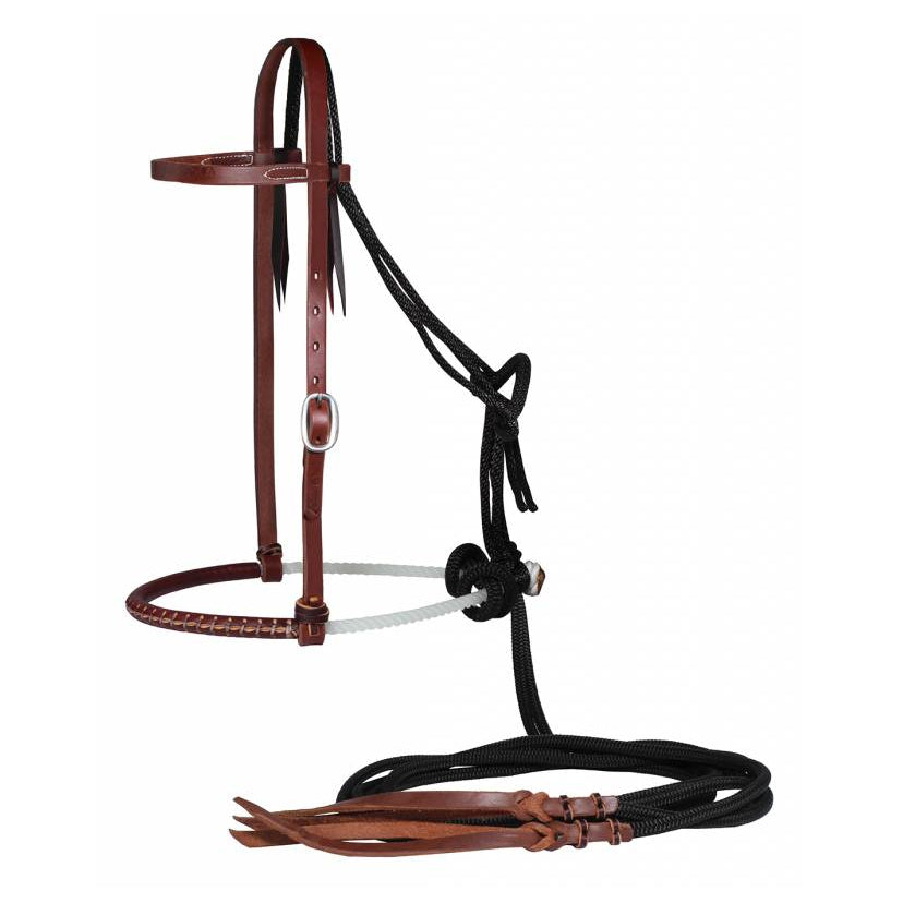 Ensemble Bride & Bosal avec Rêne Séparé en Nylon Noir