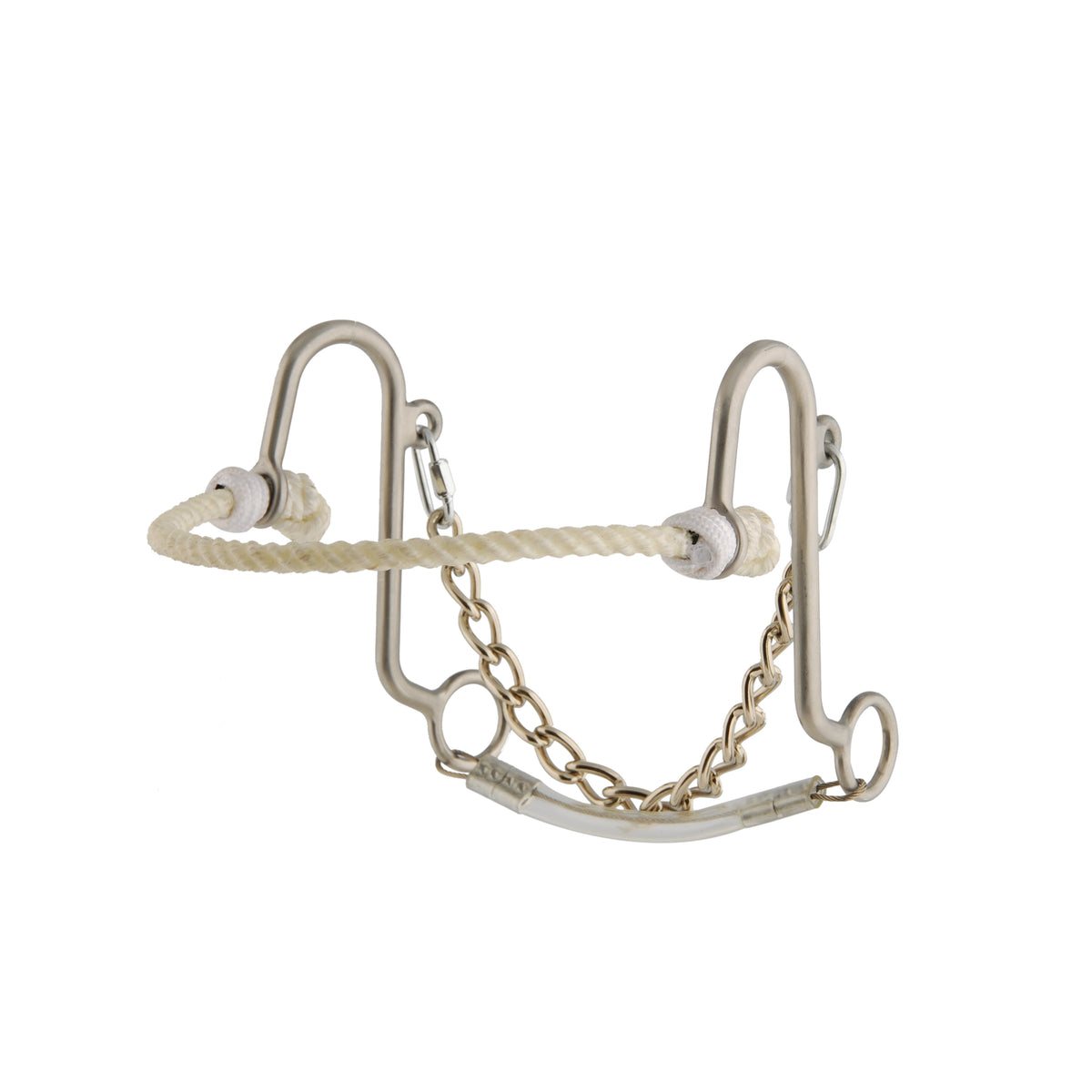 Hackamore en Acier Inoxidable avec Tige Courte en 'S', Muserolle & Chaîne