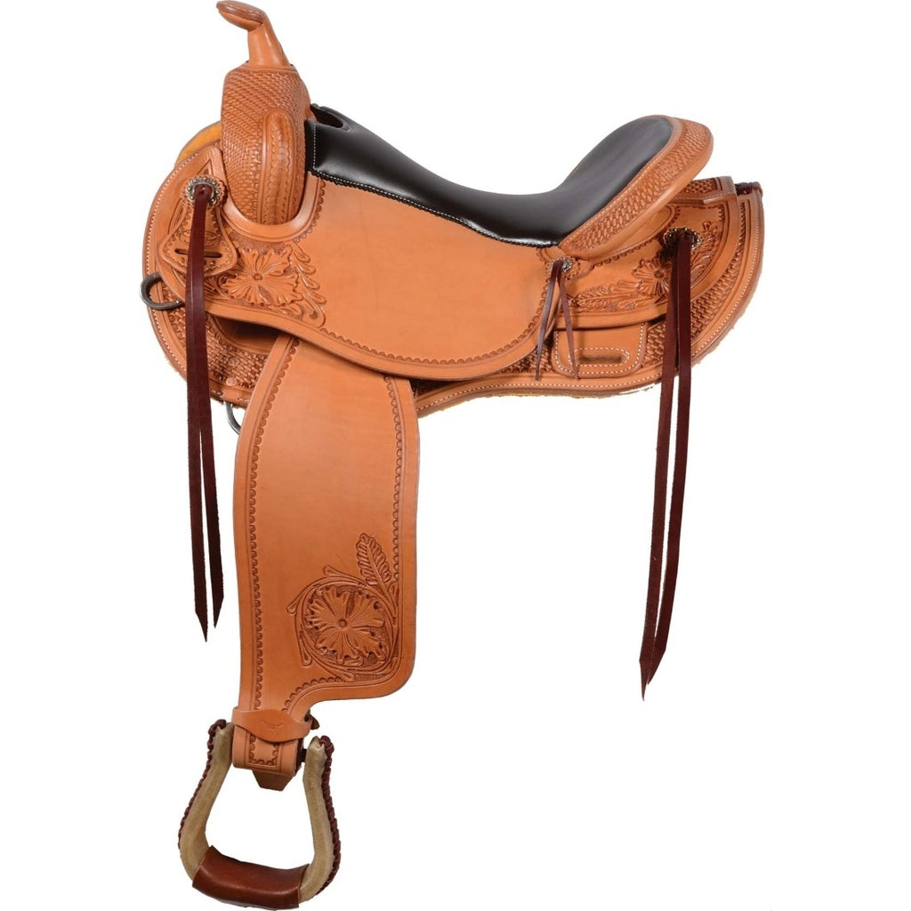 Selle pour chevaux de concours Western Silver en cuir premium faite main avec têtière, collier et rênes assortis, taille de l'assise (10 à 18 pouces). - Canada