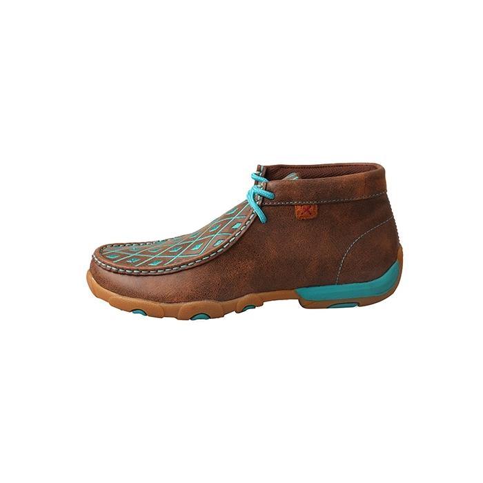 Womens Twisted X Brown/Turquoise Driving Moccasins - FG Pro Shop Inc.