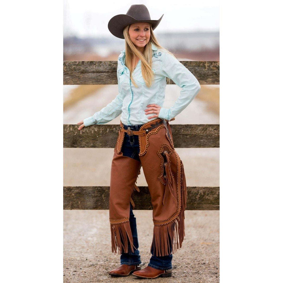 Riders Mini Chaps en Cuir Pleine Fleur Marron Marron Chocolat XS/38,1 Riders Mini Chaps en Cuir Pleine Fleur Marron Marron Chocolat XS/38,1