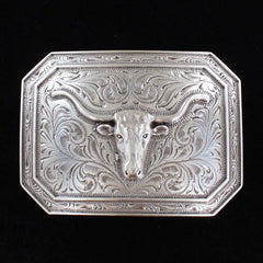 Ariat Rectangle Longhorn Belt Buckle - FG Pro Shop Inc.