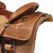 Load image into Gallery viewer, Calf Roping Saddle Sunflower Tan - 14&quot;
