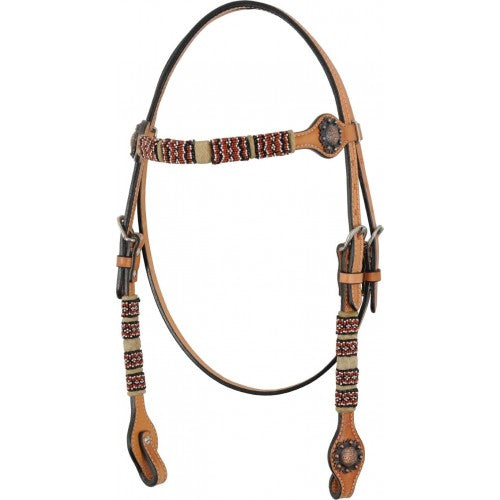 Beaded Browband Headstall - Red