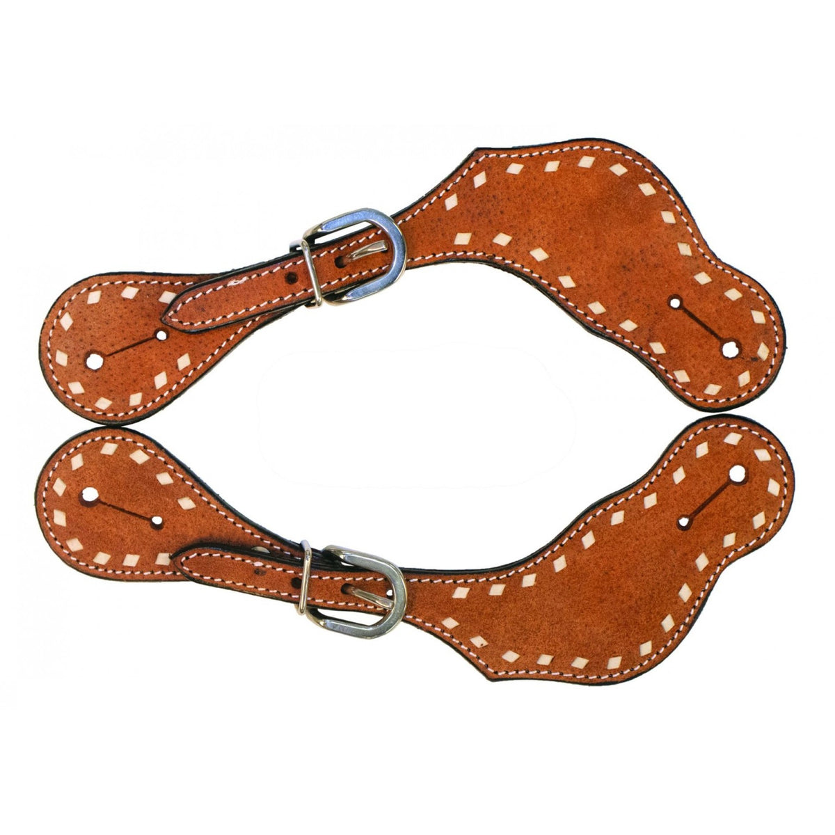 Chestnut Roughout & Buckstitch Spur Straps - Ladies