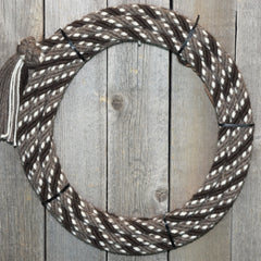 Alpaca 6 Strands Mecate Reins - Brown, Beige & White