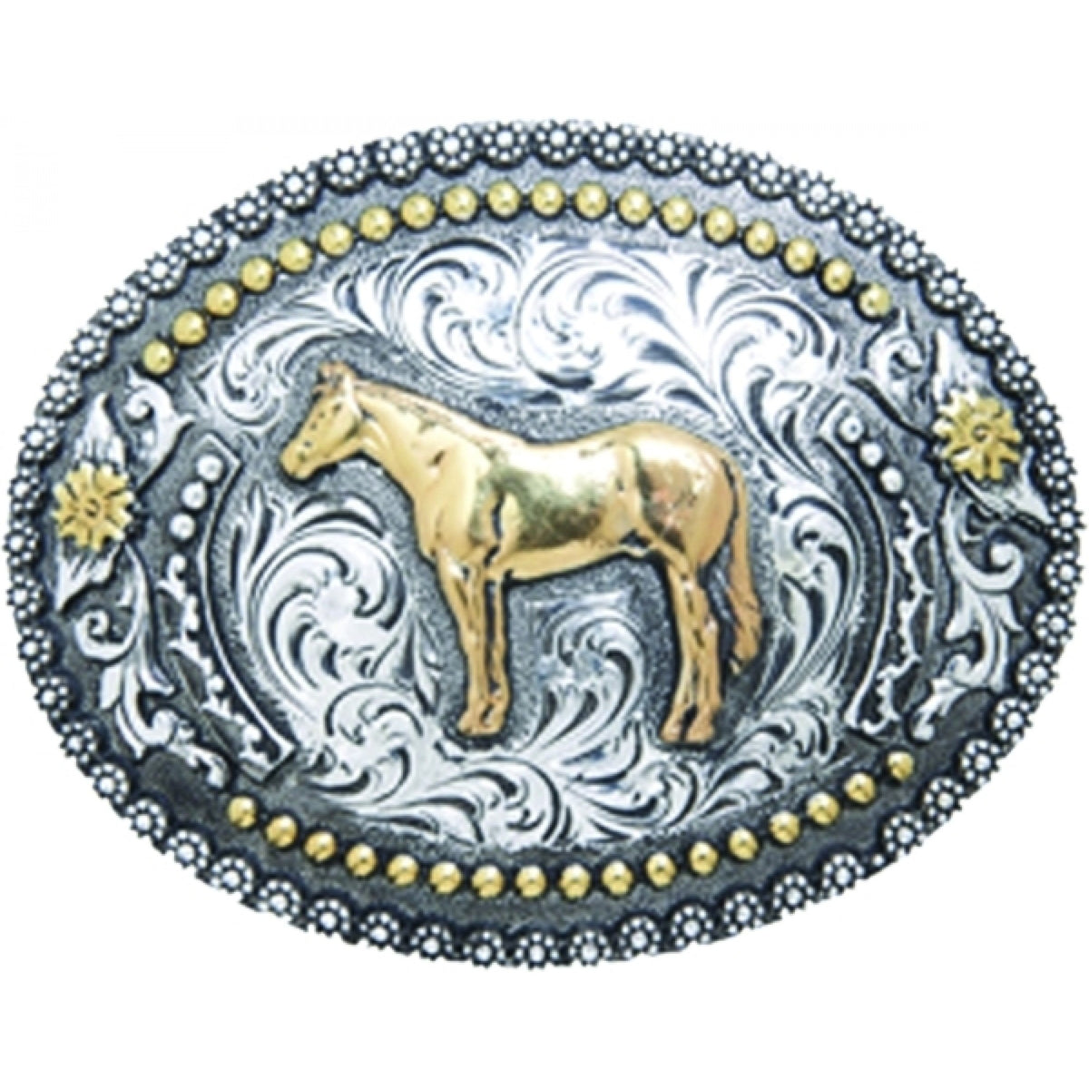 Boucle Ceinture Cheval Ovale Deux Tons