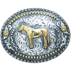 Boucle Ceinture Cheval Ovale Deux Tons