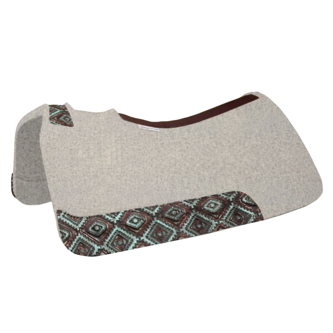 7/8" Natural Saddle Pad 30x28" - Turquoise Copper Aztec